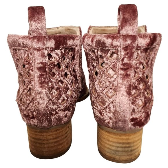 Jeffrey Campbell Taggart Women's Ankle Booties Pink Crushed Velvet Size 6 - Picture 5 of 10
